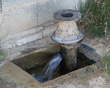  Forage du pliocène artésien jaillissant sur la commune de Bages  - JPEG - 24.4 ko