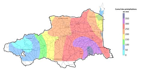  Carte de répartition du cumul pluviométrique du mois de décembre 2025 - JPEG - 396.3 ko
